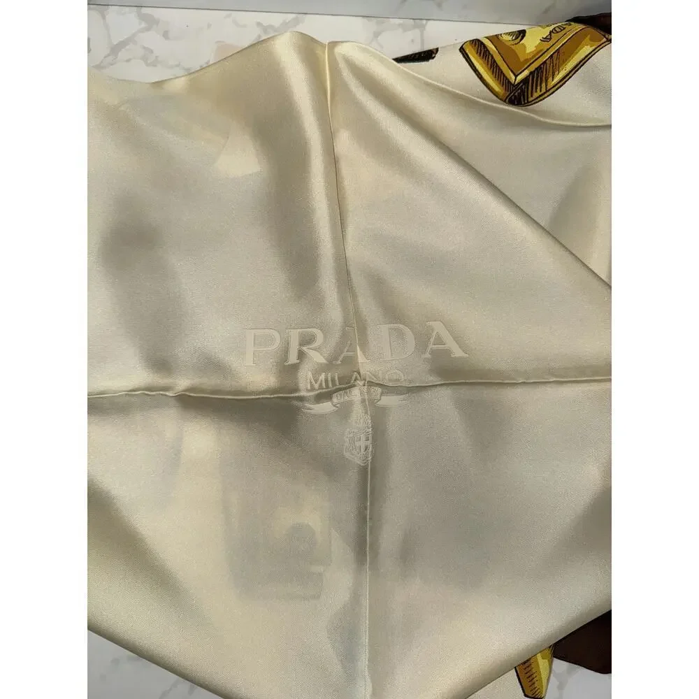 Prada Silk Scarf with Gold Ring Design - Excellent Condition - Picture 2 of 2